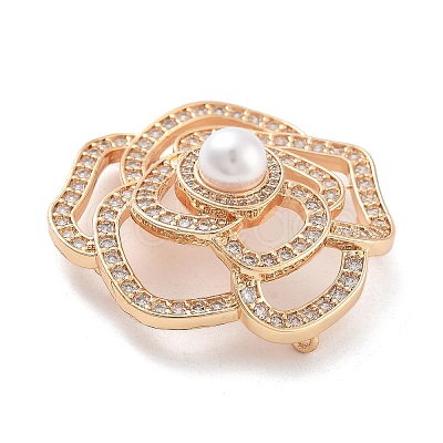 Rack Plating Brass Micro Pave Clear Cubic Zirconia Pendants KK-C063-05G-1