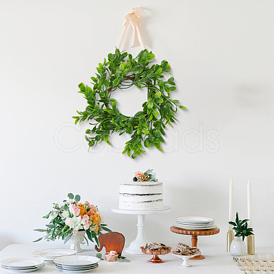 2Pcs Cloth Artificial Leaf Candle Rings Wreath AJEW-SP0004-47B-1