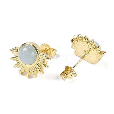 Natural Mixed Stone Stud Earrings EJEW-K288-01G-1