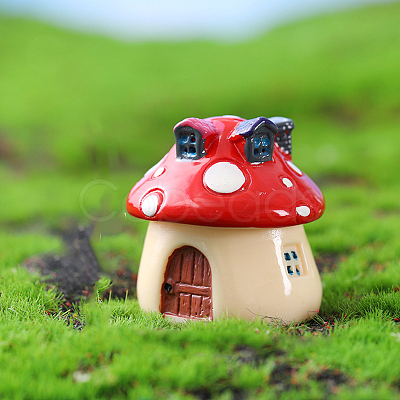 Mini Resin Mushroom House Figurines MUSH-PW0001-085A-02-1