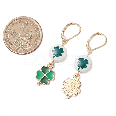 Synthetic White Jade Leverback Earrings EJEW-JE06307-1