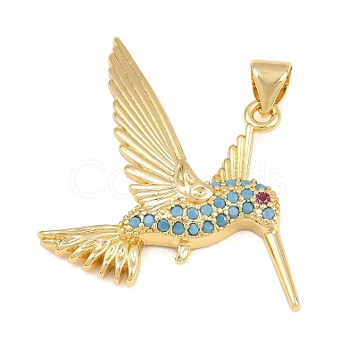 Brass Micro Pave Colorful Cubic Zirconia Pendants CU-CBA4A93-01G-G-1