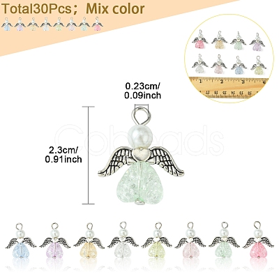 30Pcs Angel Acrylic & Glass Pendant PALLOY-FZ00016-1