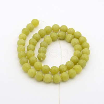 Natural Olive Jade Round Bead Strands G-P070-34-12mm-1
