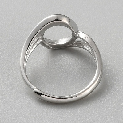Rhodium Plated 925 Sterling Silver Adjustable Ring Components FIND-WH0152-692P-1