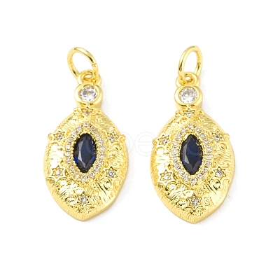 Brass Micro Pave Clear Cubic Zirconia Pendants KK-E068-VF330-1