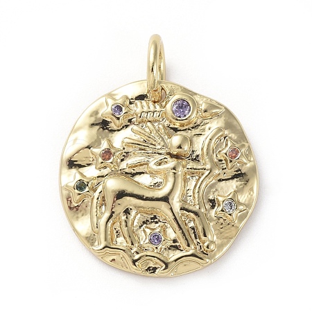 Brass Micro Pave Cubic Zirconia Pendants ZIRC-G157-03J-01G-1