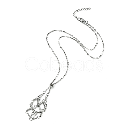 Tarnish Resistant 304 Stainless Steel Cable Chains Macrame Pouch Empty Stone Holder for Pendant Necklaces Making NJEW-TA00084-01-1
