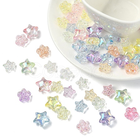 60Pcs 3 Styles UV Plating Transparent Acrylic Beads MACR-YW0004-71-1