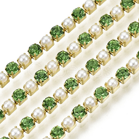 Brass Rhinestone Strass Chains CHC-N017-001A-A08-1