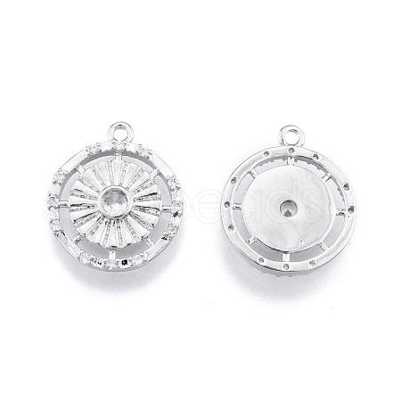 Brass Micro Pave Clear Cubic Zirconia Pendants KK-F841-08P-1