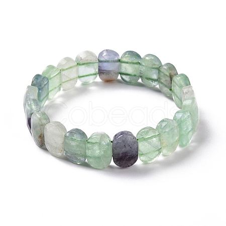 Natural Fluorite Oval Beaded Stretch Bracelet G-E010-01S-1
