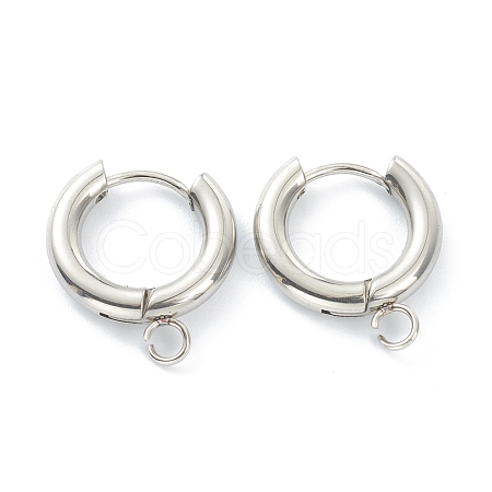 Tarnish Resistant 201 Stainless Steel Huggie Hoop Earring Findings STAS-P283-01C-P-1