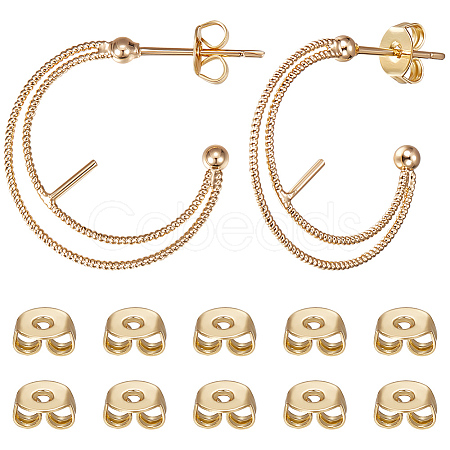 10Pcs Brass Ring Stud Earring Findings KK-BBC0007-72-1