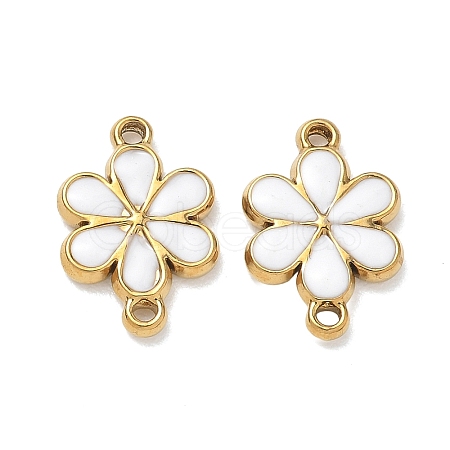 304 Stainless Steel Enamel Flower Links Connector Charms STAS-K330-16G-01-1