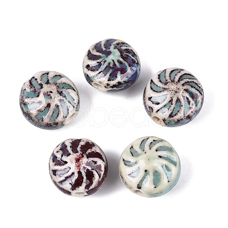 Windmill Spiral Pattern Vintage Handmade Porcelain Beads PORC-N013-19-08-1