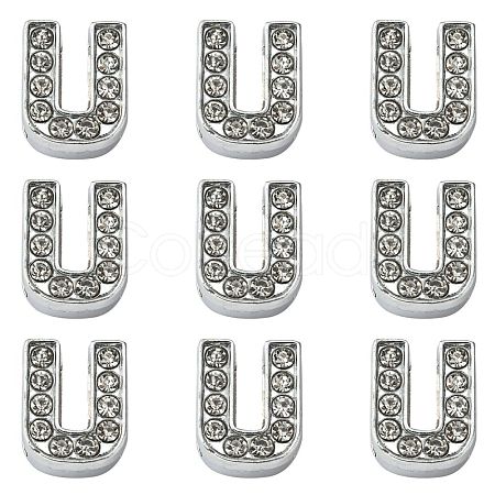 Alloy Initial Slide Charms with Grade A Rhinestones ALRI-R032-U-FF-1