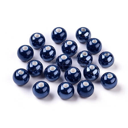 Glazed Porcelain Round Beads X-PORC-S489-8mm-05-1