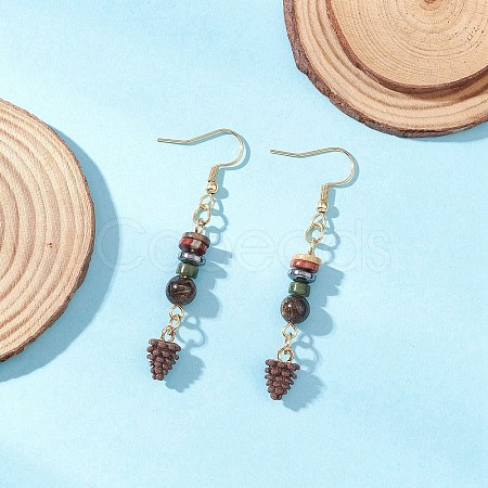 Alloy Enamel Pine Cone Dangle Earrings EJEW-JE06630-1