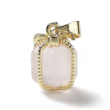 Natural Rose Quartz Gift Box Charms G-P523-01G-01-1