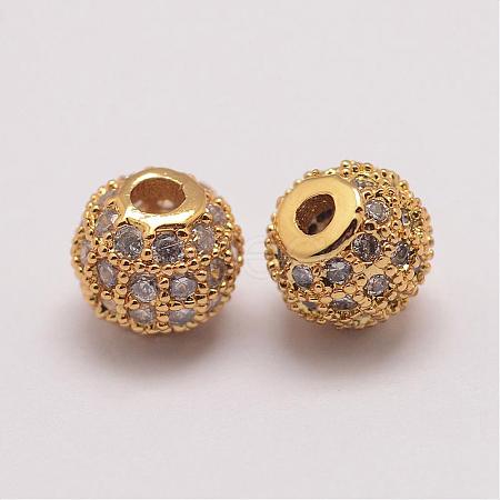 Brass Micro Pave Cubic Zirconia Beads ZIRC-E110-03G-1