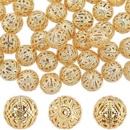 50Pcs Brass Filigree Beads KK-BBC0010-68-1