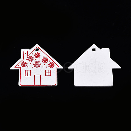 Christmas Spray Painted Wood Big Pendants WOOD-N005-104-1