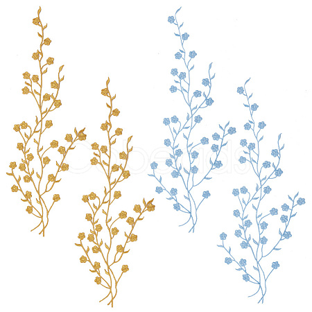 4Pcs 2 Colors Plum Blosssom Cotton Computerized Embroidery Iron on Patches PATC-GO0001-02-1