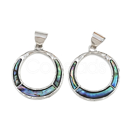 Alloy Pave Natural Abalone Shell/Paua Shell Pendants SSHEL-B003-04P-1