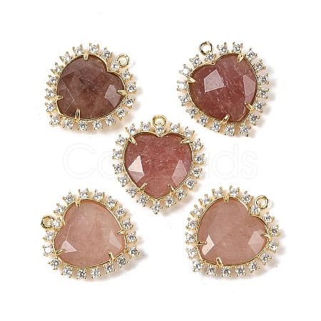 Natural Strawberry Quartz Faceted Heart Pendants G-I382-03G-06-1