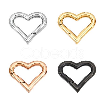 4Pcs 4 Colors PVD Vacuum Plating 304 Stainless Steel Spring Gate Rings STAS-UN0042-17-1