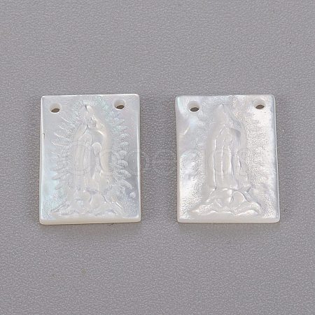 Natural White Shell Mother of Pearl Shell Charms SHEL-K004-03-1