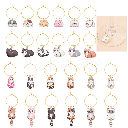 Brass Wine Glass Charms AJEW-GO00018-1