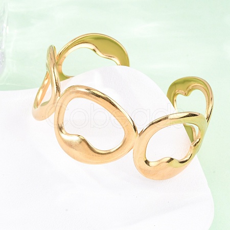 304 Stainless Steel Cuff Bangles for Women LS-BJEW-D306-07G-1