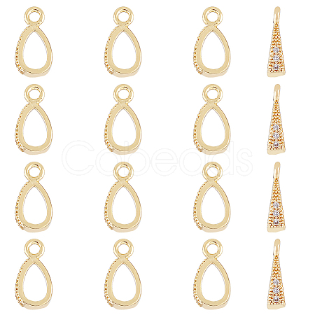 Brass Pave Clear Cubic Zirconia Pendants KK-HY0002-79-1