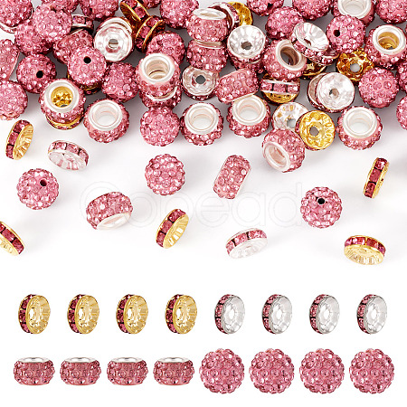 120Pcs 4 Styles Pave Disco Ball Beads RB-TA0001-16-1