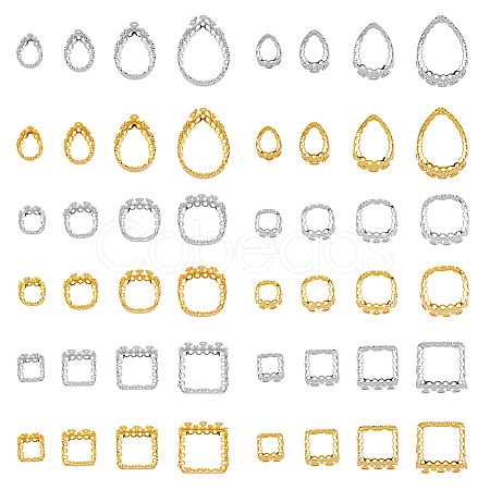 48Pcs 24 Style Brass Sew on Prong Settings KK-FH0006-93-1