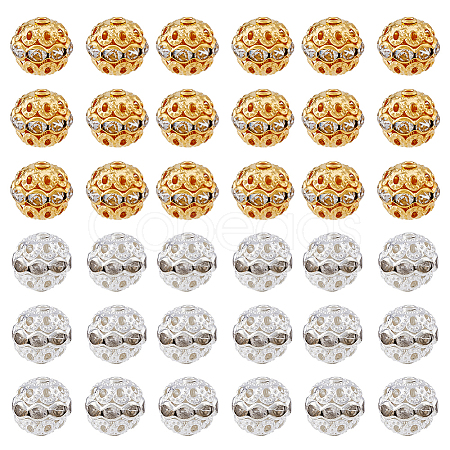 120Pcs 2 Colors Alloy Rhinestone Beads RB-HY0001-05-1