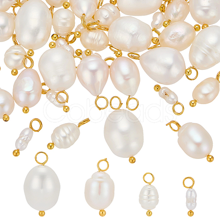 40Pcs 4 Styles Natural Cultured Freshwater Pearl Pendants PALLOY-ME00011-1