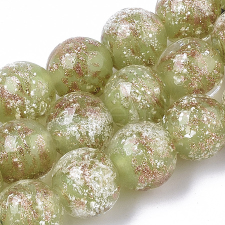 Handmade Gold Sand Lampwork Beads Strands LAMP-T007-06H-1