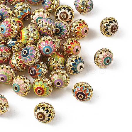 Brass & Alloy & Rhinestone Enamel Beads RB-CBA973B-11D-G-1