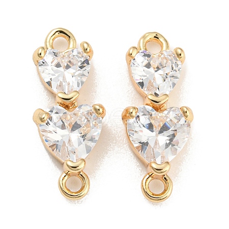 Brass Pave Clear Cubic Zirconia Connector Charms KK-Q789-07G-1