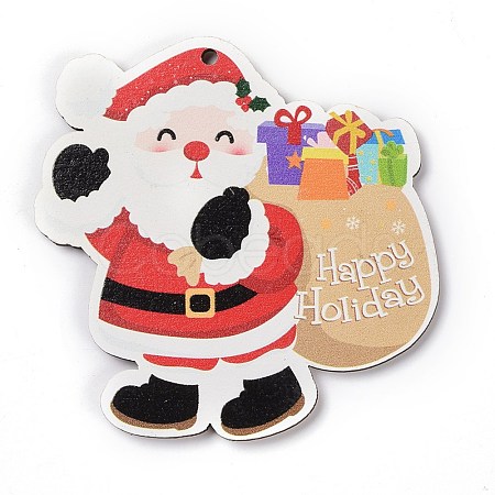 Christmas Wood Big Pendants HJEW-O004-16-1