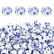 CHGCRAFT 200Pcs Handmade Porcelain Beads, Blue and White Porcelain, Round with Flower Pattern, Blue, 9.5~10x8.5~9mm, Hole: 3mm