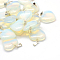 Heart Opalite Pendants, with Platinum Tone Brass Findings, 20~22x20~21x5~8mm, Hole: 2x7mm