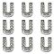 Alloy Initial Slide Charms with Grade A Rhinestones, for Personalized Name Necklaces Making, Lead Free & Nickel Free, Platinum, Letter.U, 12~13x8~13x4~5mm, Hole: 8x2mm