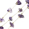 Ion Plating(IP) 316 Surgical Stainless Steel Paperclip Chains, with Natural Amethyst Nuggets Beads, Soldered, Real 18K Gold Plated, with Spool, 2.5x1x0.5mm