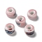 Handmade Porcelain Beads, Flat Round, Pink, 9.5~10x6mm, Hole: 3mm