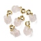 Natural Rose Quartz Pendant Decorations, with Brass Spring Ring Clasps, Bell, Real 14K Gold Plated, 21mm, Hole: 3mm