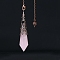 Natural Rose Quartz Dowsing Pendulum Big Pendants, with Red Copper Plated Metal Cone, Hexagonal Cone Charm, 260mm